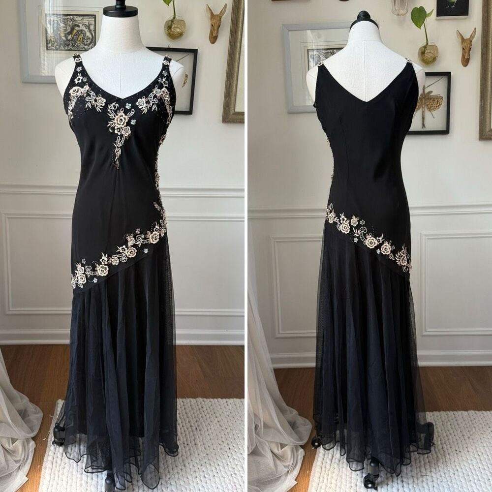 Vintage Y2K Whimsy Goth Fairycore Drop Waist Shift Dress 6 Petite